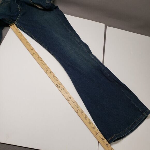 Levis 519 Flare Jeans Womens 12 Short Blue Low Rise Stretch Dark Wash Y2k Denim - Picture 6 of 16